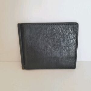 Valextra Mens Bifold Designer Card Bill Clip Wallet Black Leather Made In Italy